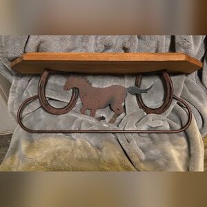 Rustic Brown Horse Wall Shelf